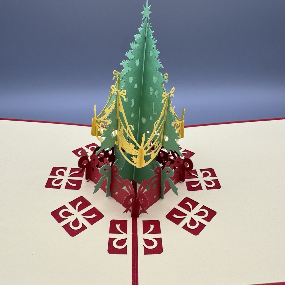10 Pack 3D Pop Up Christmas Tree‎ Paper Card Xmas Greeting Holiday Lovely Gifts